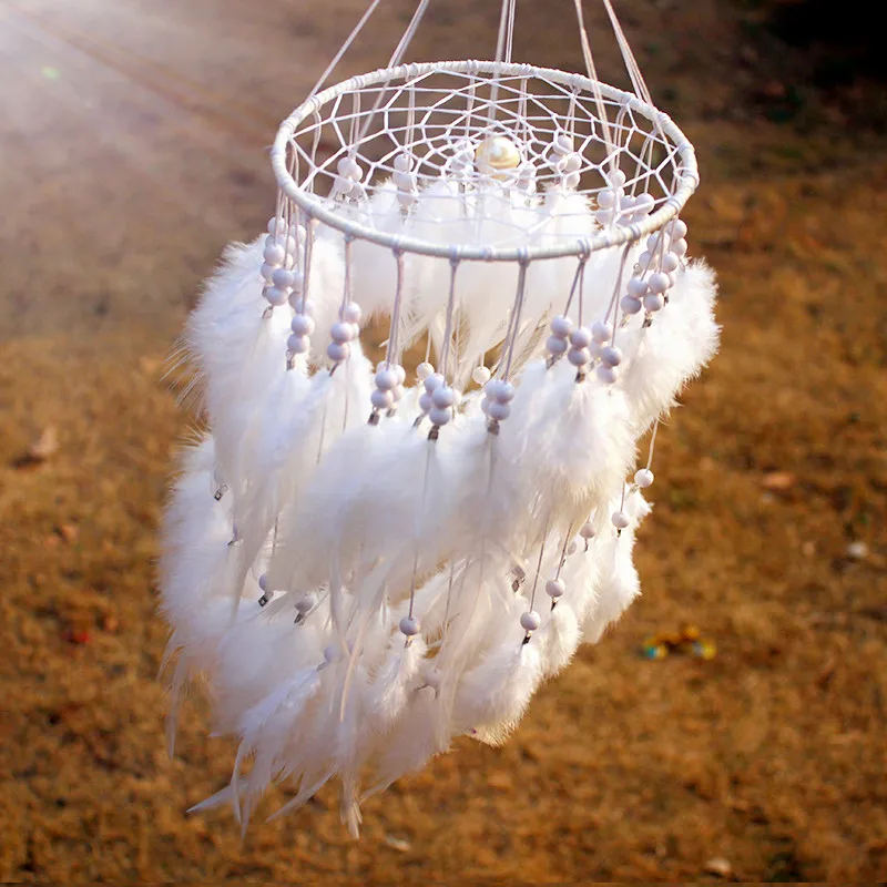 Comprar 12 color nueva moda originalidad colgante Plumas perla Dreamcatcher viento carillones estilo indio colgante Dream Catcher regalo