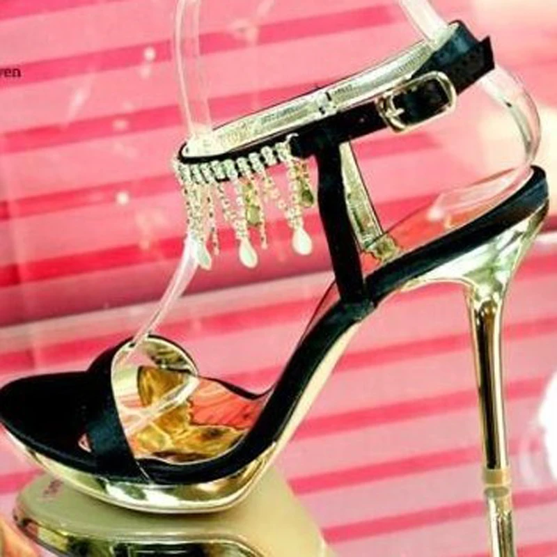 Lady's Sexy stiletto high heel Shoes Party wedding shoes Women Peep Toe Rhinestne Sandals Clubs Dress Shoes