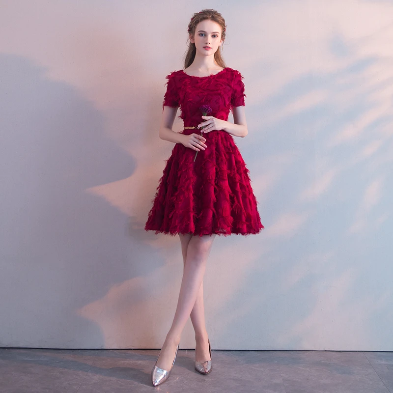 vestido vinho curto com renda