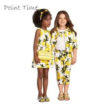 Желтое платье для девочек; летняя одежда; Детские платья для девочек; детское платье для девочек; хлопковое платье принцессы с принтом лимона; Robe Fille