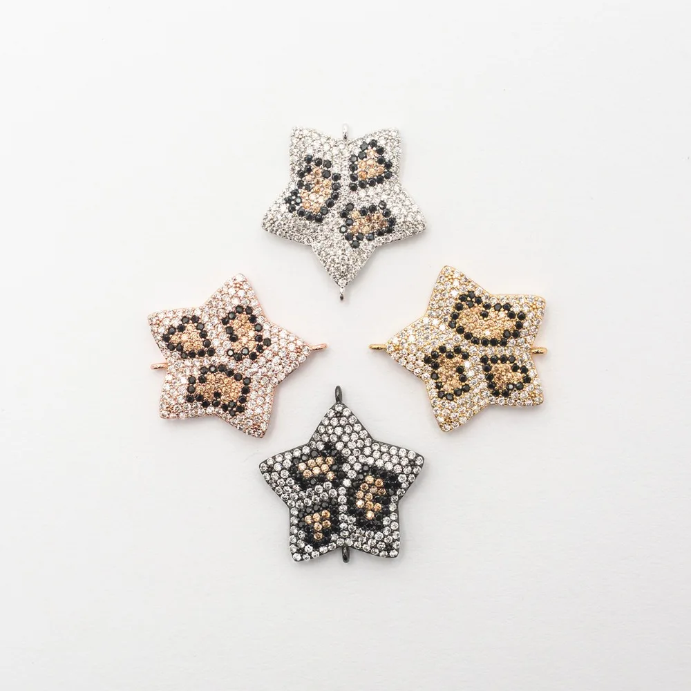 

0.92*0.81in Star Zirconia Copper Jewelry Bracelet Accessories Diy Jewelry Making Bracelet Necklace Connector Crystal Hole