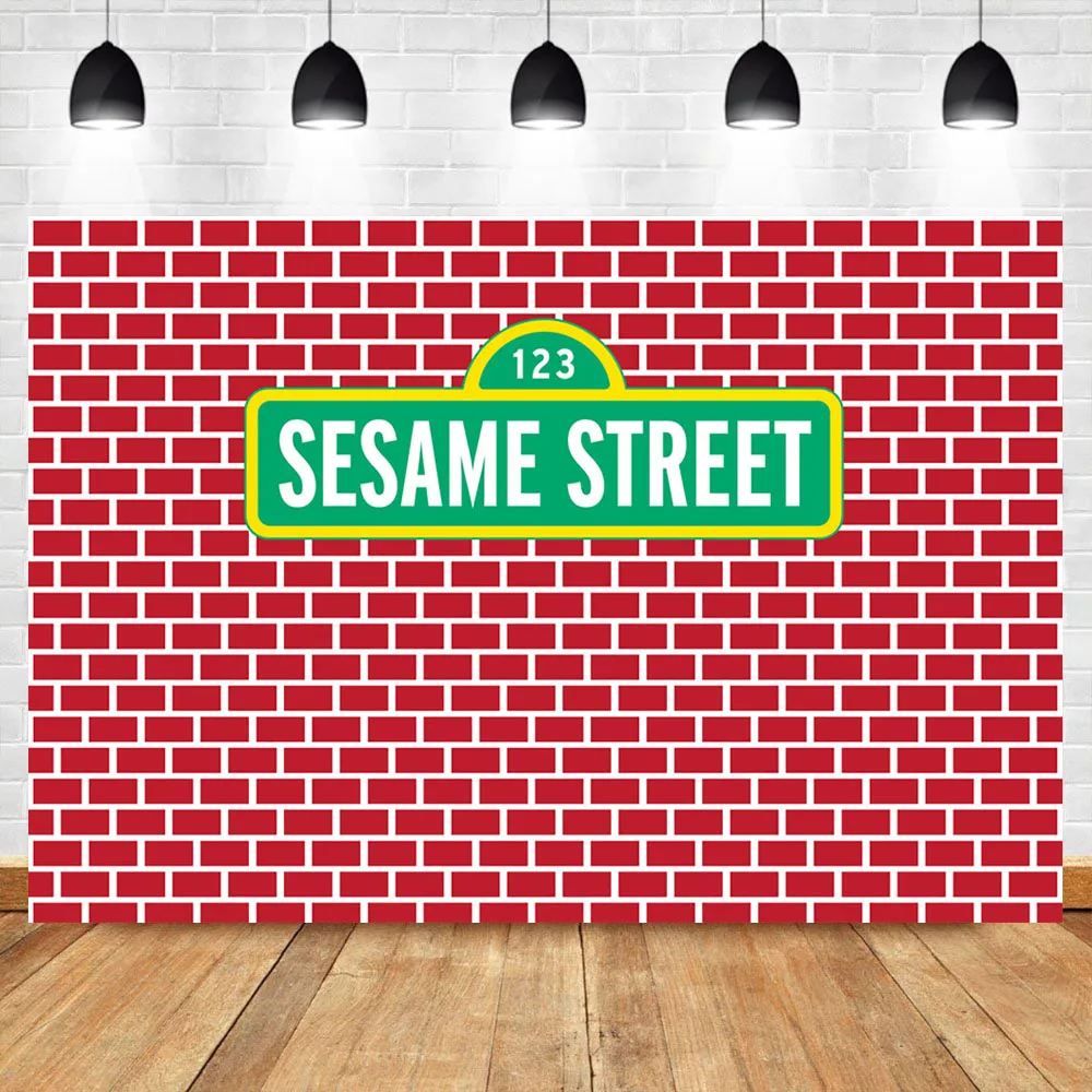 

NeoBack Red Brick Wall Backdrop Sesame Street Birthday Party Background Photography