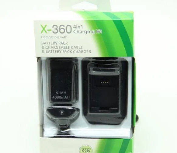 4 в 1 зарядный комплект для xbox 360 батарея 4800 мАч перезаряжаемый аккумулятор зарядное устройство кабель для xbox 360