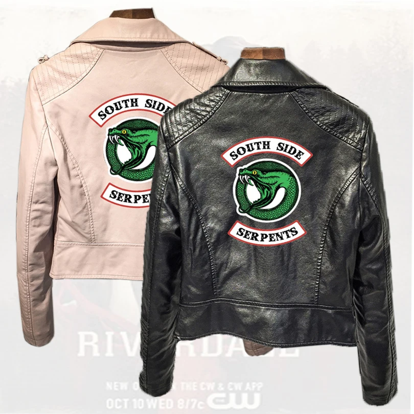 

Southside RiverdaleTown Snake PU Leather Jacket Riverdale American TV Series Leather Jacket Women's Black Leather Jacket