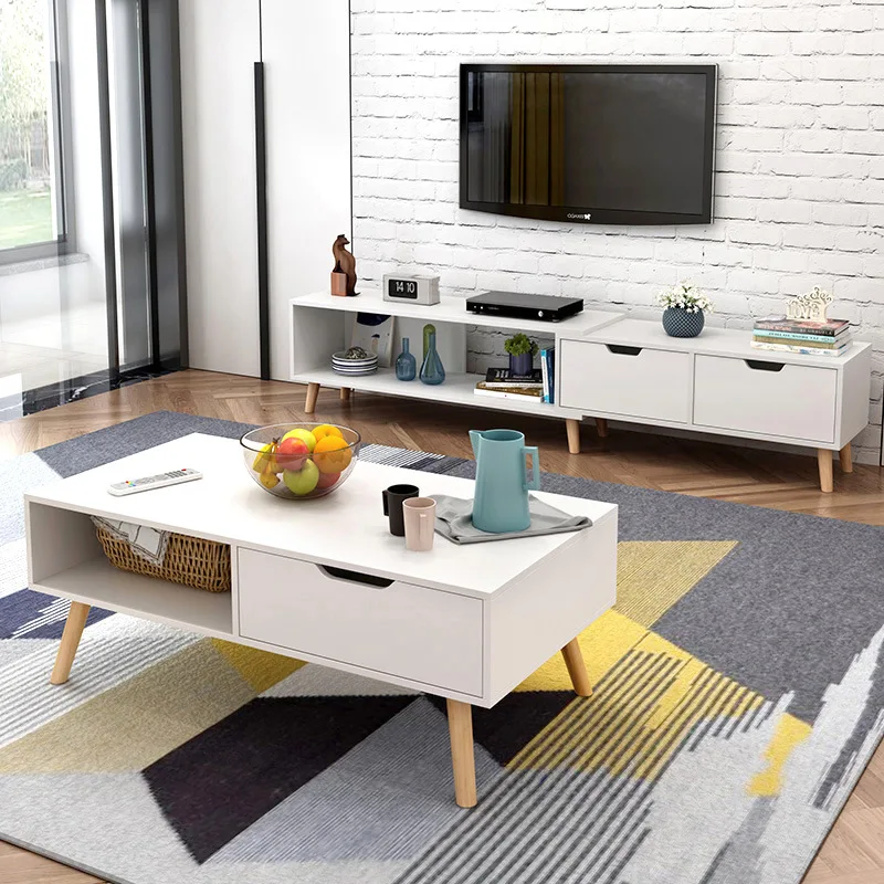 LK1695 Hot Sell TV Cabinet Combination Coffee Table Nordic Living Room Furniture Mini Telescopic Cabinet Width Adjustable
