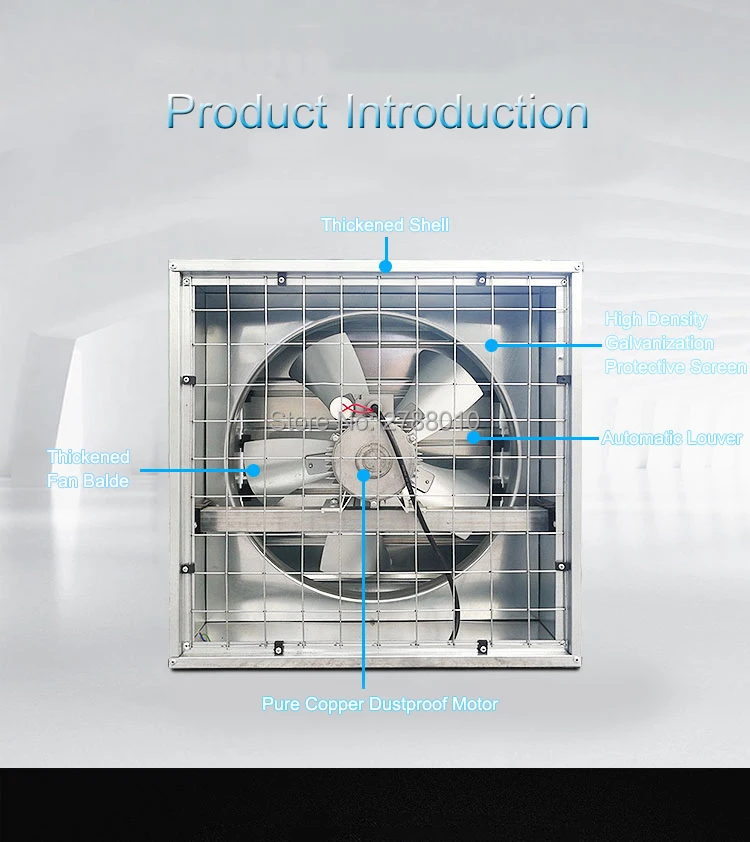 Мощный сельскохозяйственный вытяжной вентилятор, промышленная вытяжная машина, медный провод, двигатель, вытяжной вентилятор, FB-380