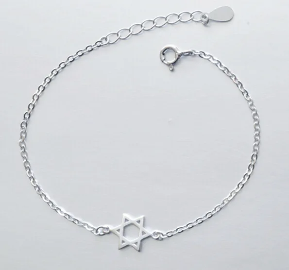 Новое поступление 925 стерлингового серебра Звезда Давида модный браслет для женщин