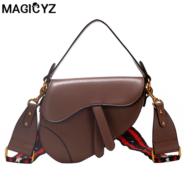 Best Price MAGICYZ Luxury Handbags Women Bags Designer Saddle bag Vintage Color band Women Shoulder Bag Ladies Hand Bags for Women smallsac