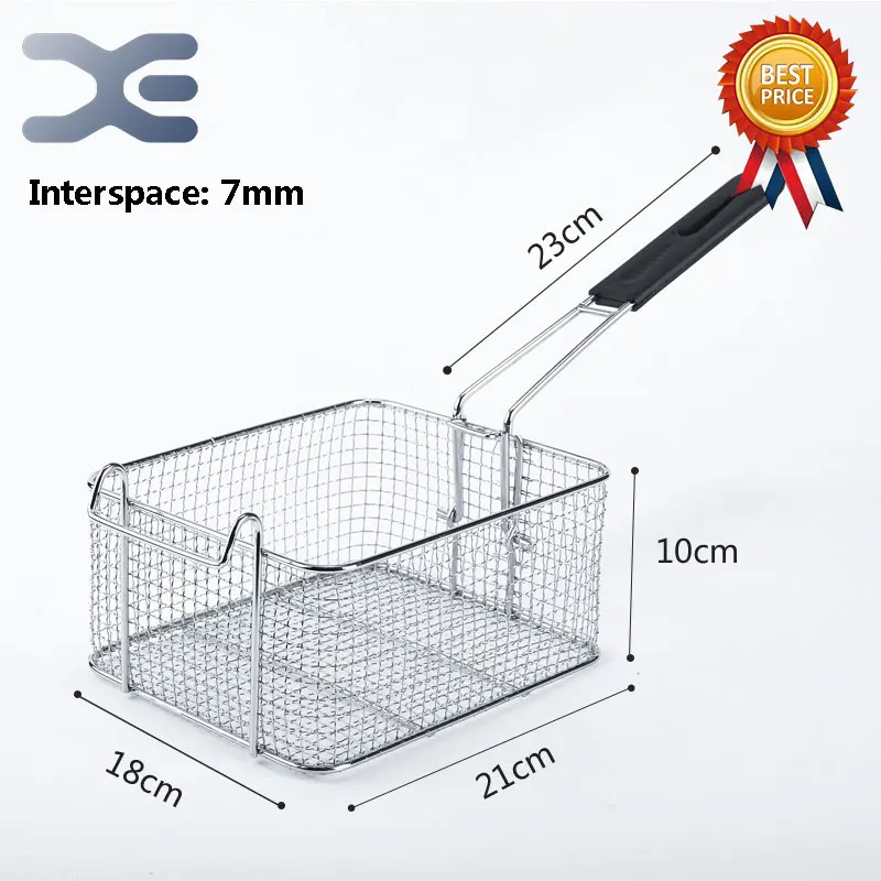 Ситечко из нержавеющей стали, фритюрница для картофеля фритюрницы, электрическая фритюрница, запчасти 21*18*10 см, межпространственная 7 мм, корзина, сетчатая корзина с делениями