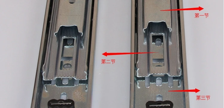 Three thick stainless steel slide drawer guide rail