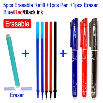 

DELVTCH 5Pcs/Set 0.5mm Gel Pen Magic Erasable Pen Refill Rod Blue Black Red Ink Replacement School Office Writing Painting Tools