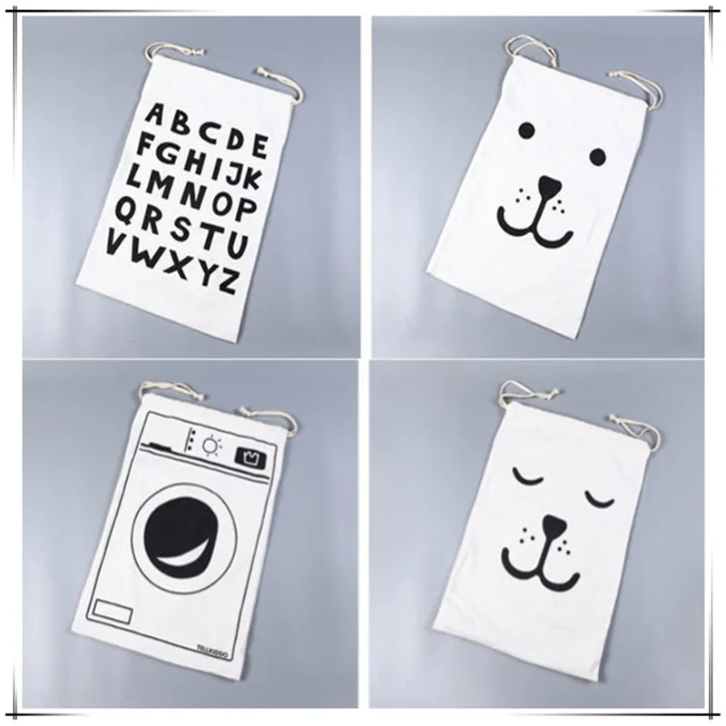 Hot Sale Drawstring Laundry Toys Storage Canvas Bags Batman Bear Letter Household Bag Pouch Baby Kids