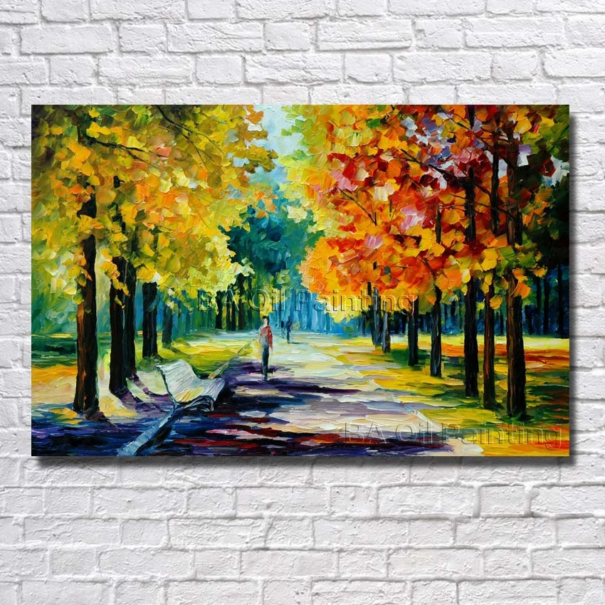 

BA Oil Painting Hand Painted Big Size High Quality Tree Road Landscape Oil Painting Home Decor Cheap Painting Wall Art no Framed