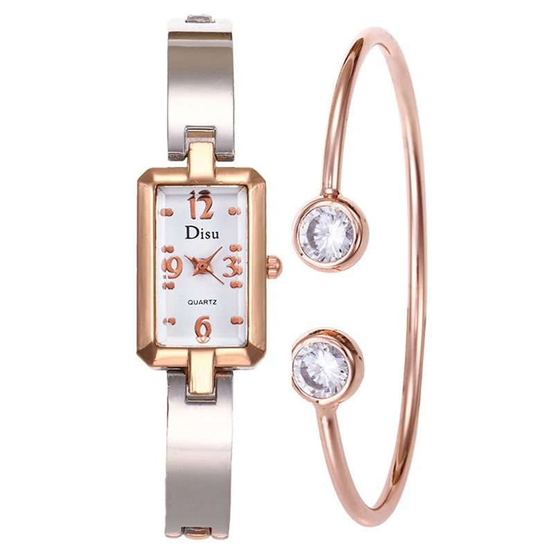 

Top Brand New Women Fashion Casual Watch Rectangle Quartz Bracelet Watch 2 Pcs Set Lady Girl Dress Wristwatch relogios feminino