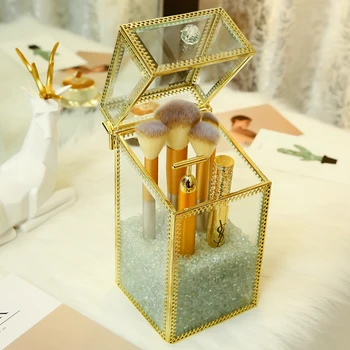 

Free Shipping Makeup Tools Pen Brushes Box With Glass Sand Beads Clear Makeup Tools Storage Holder Case Can Put Makeup Brushes