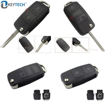 

OkeyTech Switchblade Key Shell Flip Folding Replacement Car Remote Key Cover Case 2/3 Buttons For Volkswagen B5 Golf Polo Passat