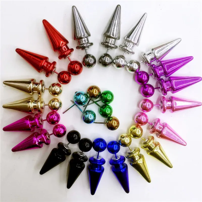 

Hot 1 Pair Women Girls Punk Style Vintage Double Sided Bullet Stud Earrings Jewelry 12 Colors