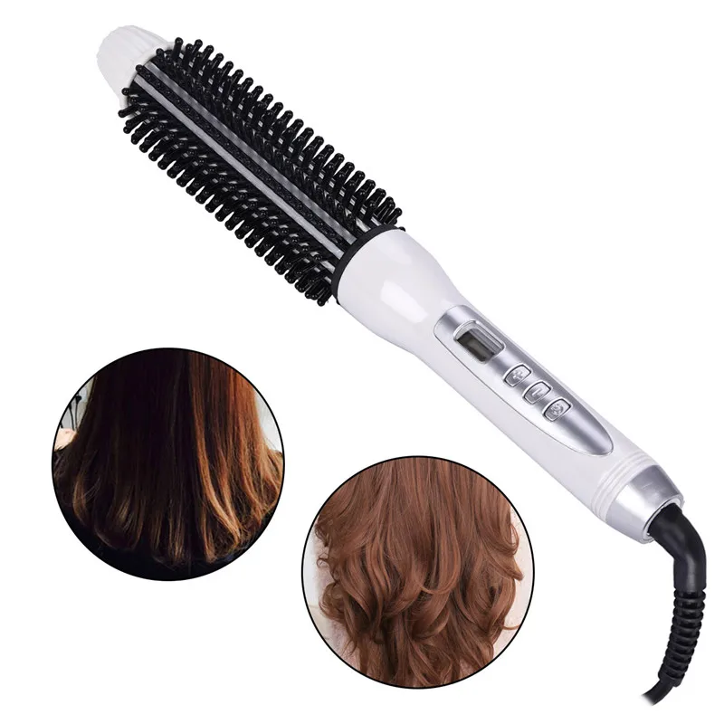 Ferro de Ondulação Escova de Cabelo Placa de Calor Cerâmica com Pente com Lcd para Modelador Temperatura Elétrica Ajustável Alisador Estilo - 6 High Quality Beleza e saúde