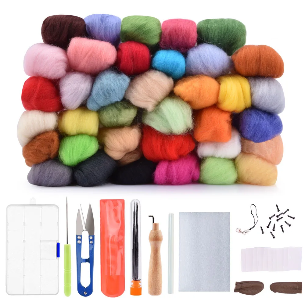 

1Set/36Colors Wool Felting Needle Animal Wool Felt Roving Felting Starter Tool DIY Handwork Craft Kit For Needlework Sewing J30