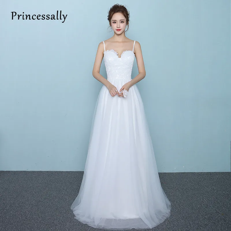 Женское платье на тонких бретельках белое кружевное в пол|white gown|simple bridebeach wedding