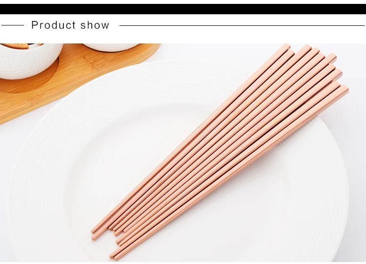 5 пар корейские розовые золотые металлические квадратные палочки для еды из нержавеющей стали бытовые дешевые палочки китайские столовые приборы Нескользящие палочки для еды