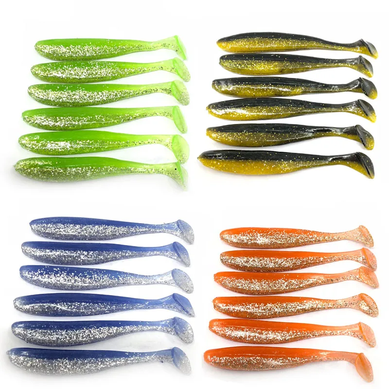 

6pcs / lot Easy Cleaner Soft Lures 85mm /4g Silicone Bait Double Color Carp Artificial Fishing tackle Fishing Lures