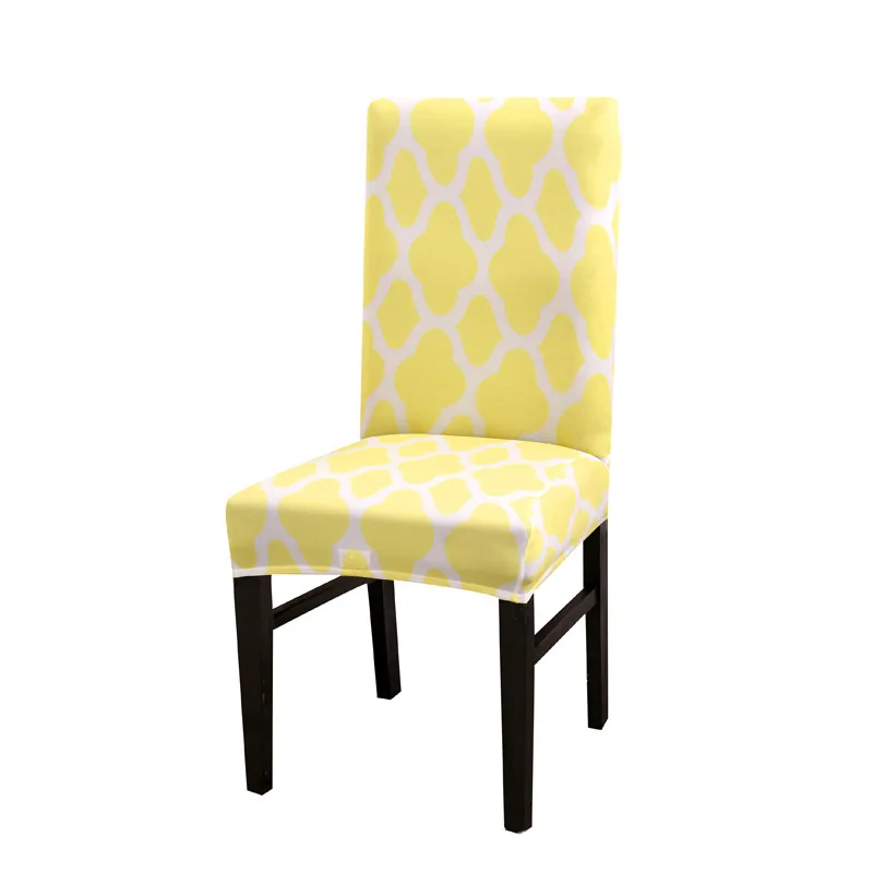 Универсальные эластичные чехлы на стулья из спандекса с геометрическим принтом, чехлы на стулья для кухни, банкета, отеля, украшения для дома - Цвет: 5-Yellow