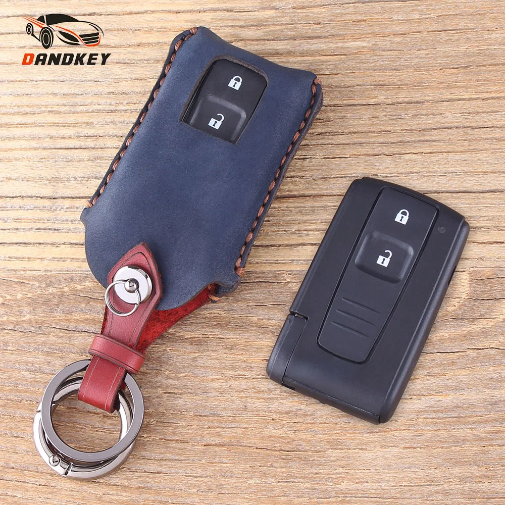 

DANDKEY 2 Buttons Genuine Leather Protector Key Case Fob For Toyota PRIUS 2004-2009 COROLLA VERSO Camry Key Shell Cover