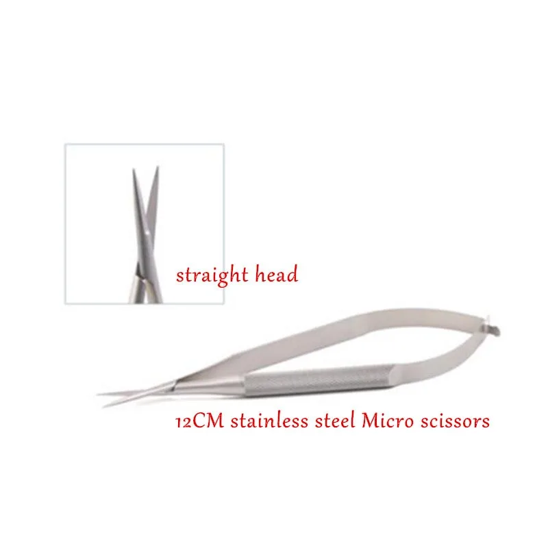 Ferramenta de Mão Cabeça Reta Micro Córnea Tesoura Cirurgia Instrumentos Oftálmicos Aço Inoxidável Alta Qualidade 12cm 3 Beleza e saúde