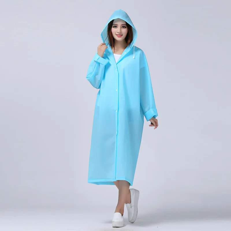 Новинка дешевая распродажа Женская длинная куртка полупрозрачная Водонепроницаемая дождевик с капюшоном EVA дружественные EVA прозрачные плащ-Женщины