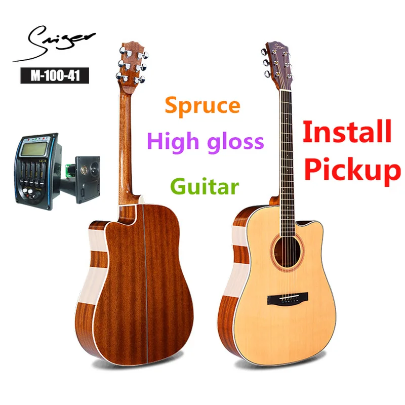 Guitar Spruce Walnut Acoustic Electric Steel-String 41 Inches D-Body Guitarra 6 Strings Folk Pop Cutaway Wood Color Guitars Guitar Spruce Walnut Acoustic Electric Steel-String 41 Inches D-Body Guitarra 6 Strings Folk Pop Cutaway Wood Color Guitars
