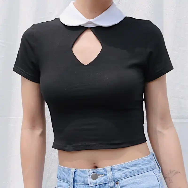 Peter pan collar crop top Clearance