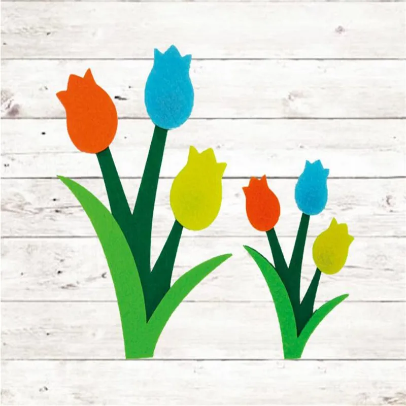 

1PC DIY Kids Room Kindergarten Decors Felt Craft Cloth Bedroom Living Room Tulip Flower Wall Sticker
