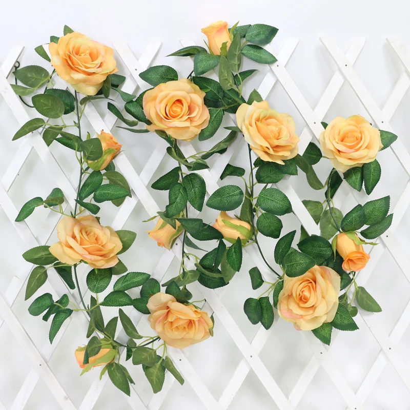 JAROWN Artificial 2m Multi Flower High Quality Rose Vine Fake Flower European Rose Home Wall Hanging Rattan Wedding Decor Flores (44)