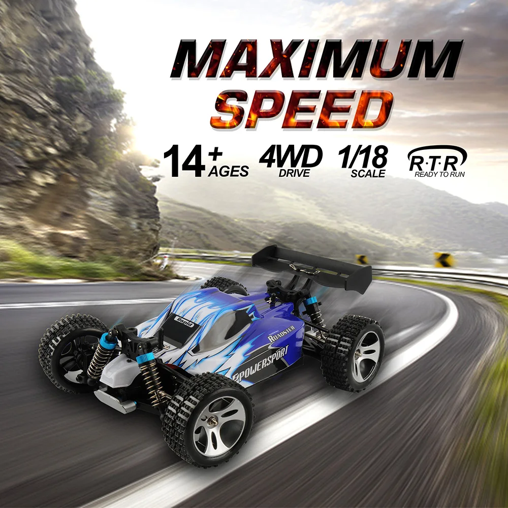 

Wltoys A959 Rc Car 50km/h High speed Electric Nitro 1/18 2.4Ghz 4WD Car Remote Control Off Road Racing toys for children Gifts