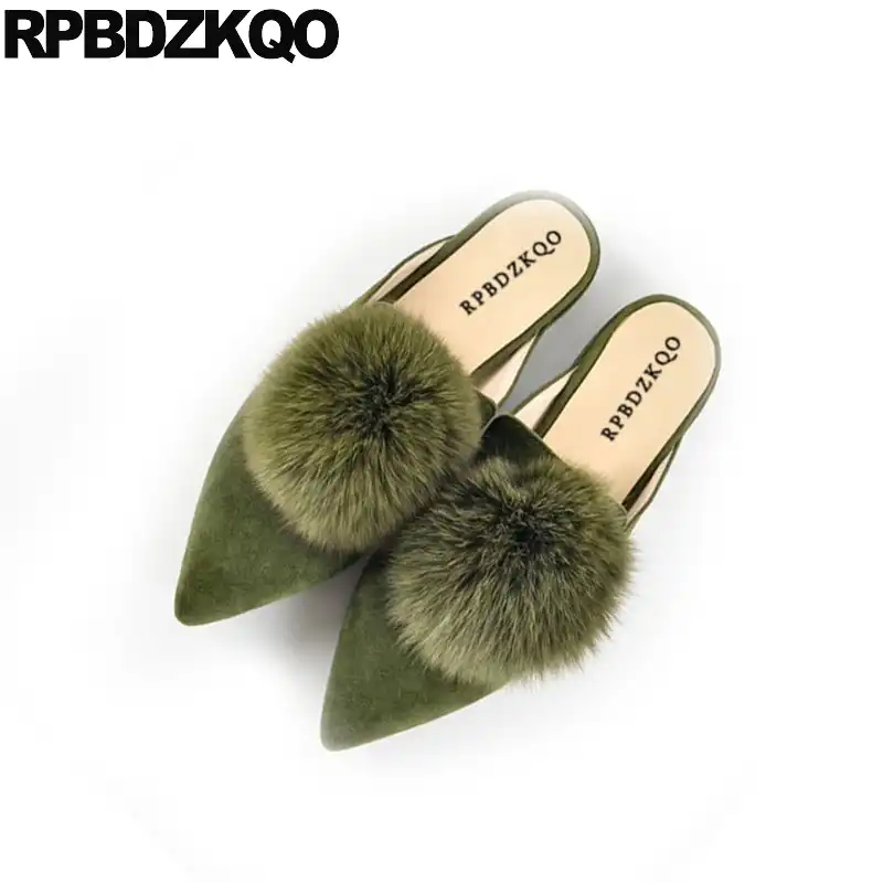 green fuzzy slippers
