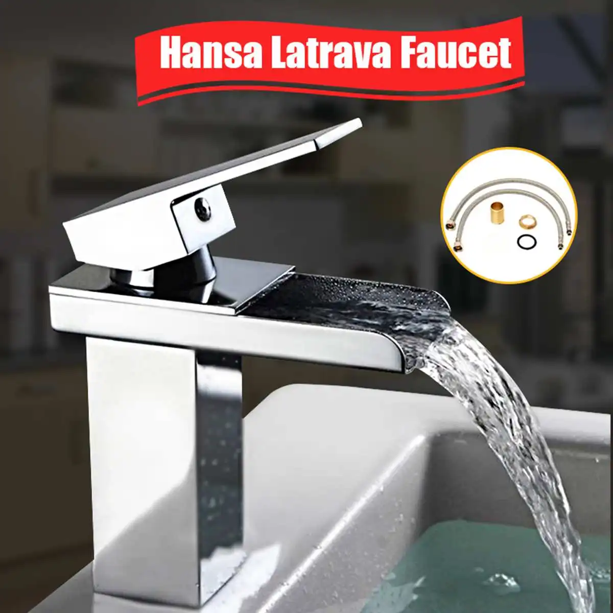 Chrome Sink Waterfall Taps Shower Mixer Basin Brass Faucet For Kitchen Bathroom