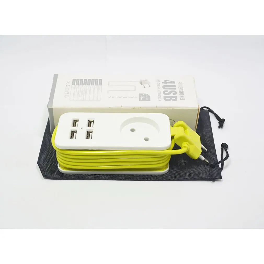 

Compact Size Outdoor Travel Power Strip Portable Extension Socket Outlet with 4 USB Wall Charger Smart Desktop Socket
