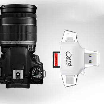 

3.0 High-Speed 4-Port Camera SD Card Mini TF Card Reader Type C Micro SD Mobile Phone Computer OTG Card Reader