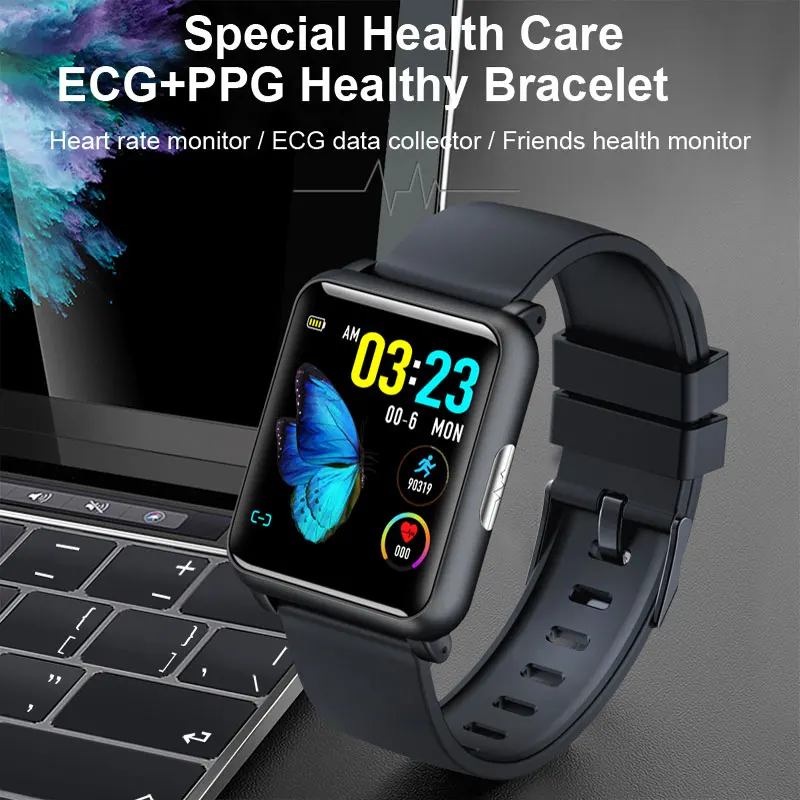 

2019 New Heart Rate Monitor Smart Watch ECG PPG Square Smartwatch H9 Health Care Index Waterproof Blood Pressure Men