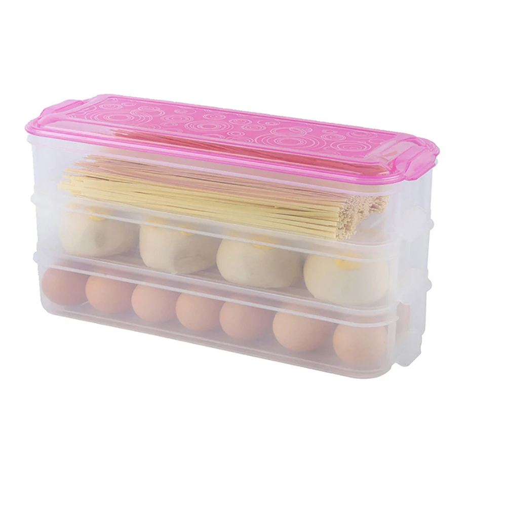 3 Многослойный, для холодильника ящик для хранения зерна контейнер для хранения фасоли Кухня Органайзер Еда прозрачный контейнер с крышкой герметичный Домашний Органайзер - Цвет: Розовый