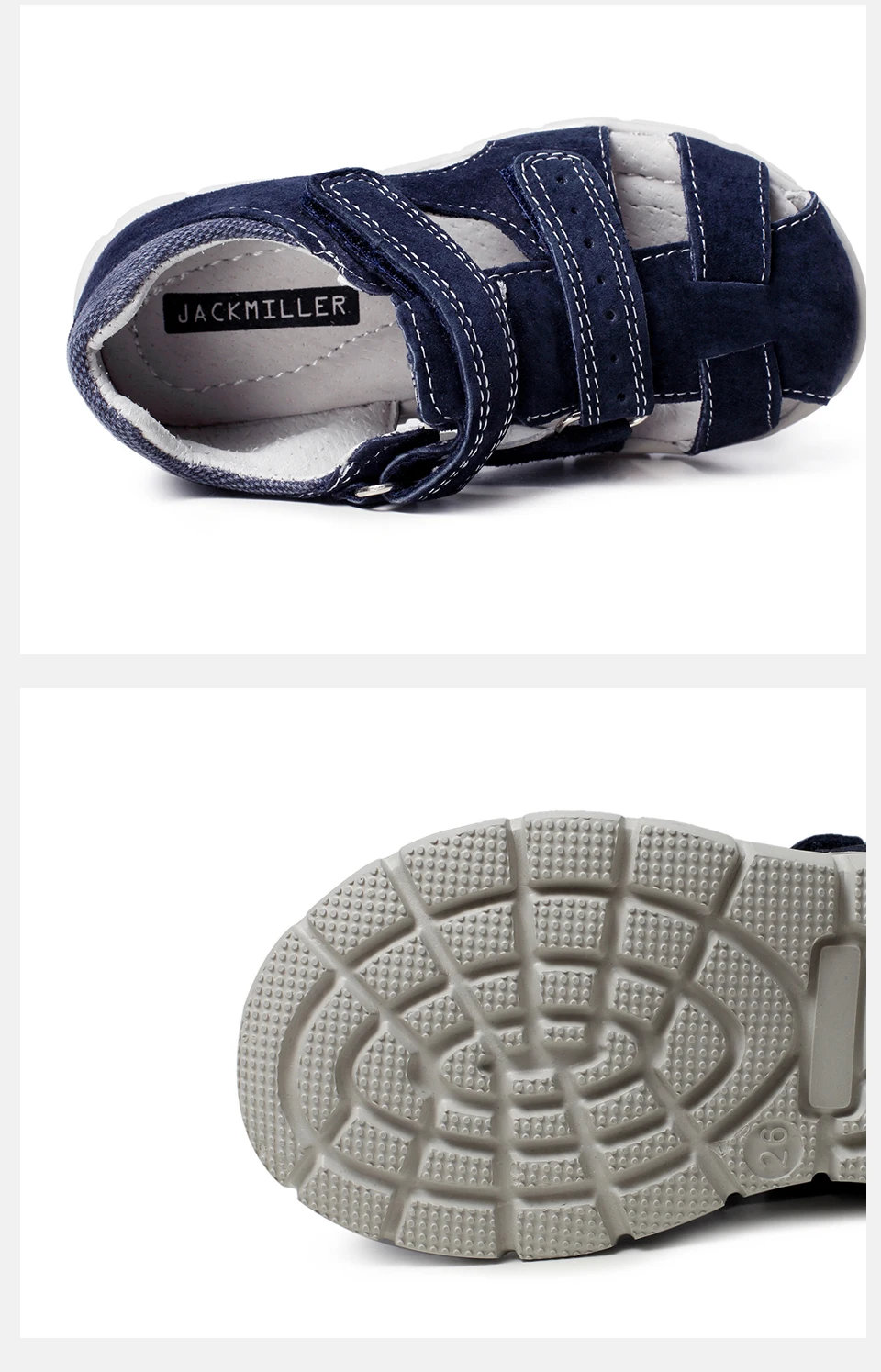Jackmiller/Детские кожаные сандалии с закрытым носком для мальчиков; Повседневная пляжная обувь на плоской подошве; детские летние сандалии; цвет серый, темно-синий; размеры 24-29