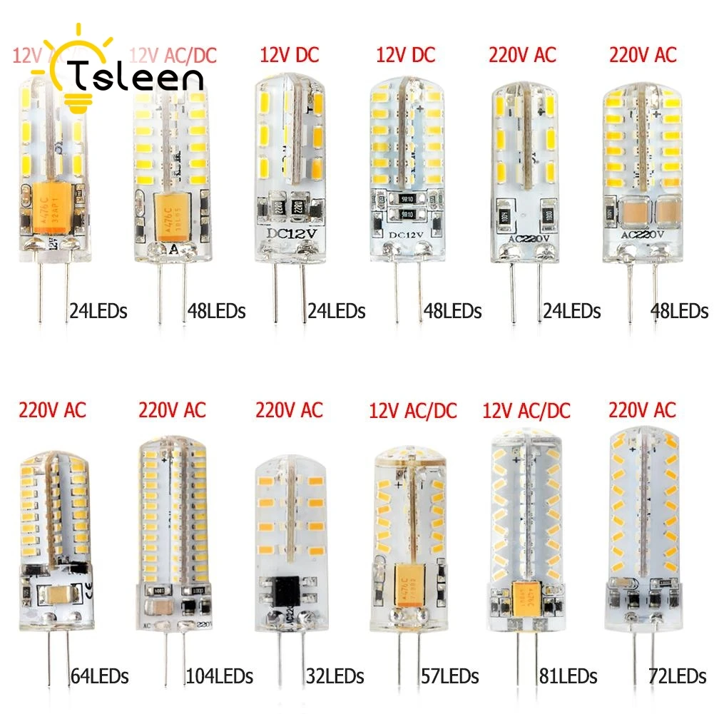 Дешевые G4 3014 SMD светодиодный светильник-кукуруза AC DC 12V 220V супер яркий 3 3,5 5 6 8 9W Холодный теплый белый свет 24-104 светодиодный прожектор