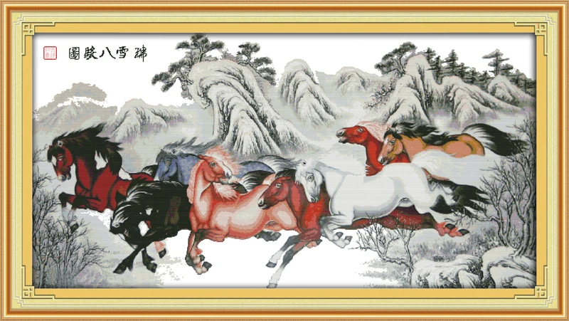 

Horse cross stitch kit 14ct 11ct pre stamped canvas cross stitching animal lover embroidery DIY handmade needlework