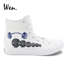 Вэнь вулканизованная обувь дизайн штанга ручная роспись парусиновая обувь белые высокие топы мальчик кроссовки для девочек шнуровка плоская подошва эспадрильи