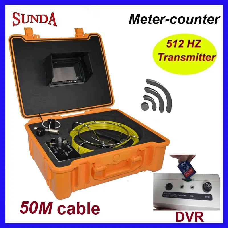 50m pipe inspection camera with meter counter 512hz transmitter sonde