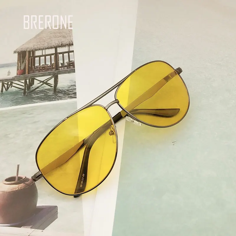 

BRERONE Aviation Night Vision glasses Driving Yellow Lens Classic Anti Glare Vision Driver Safety glasses For Men sunglass