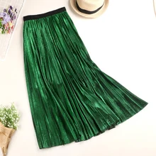 Новые винтажные женские плиссированные юбки одноцветная длинная юбка женская 8SK016