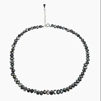 

Black Pearl Short Clavicle Chain Natural Freshwater Pearl Irregular Baroque Necklace