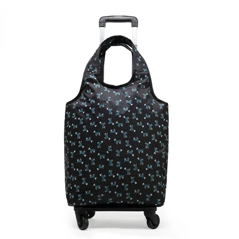 Чемодан для путешествий из ткани Оксфорд, сумка для багажа на колесиках, сумка с колесиком, съемная сумка на колесиках для продуктовых покупок - Цвет: as the picture shows